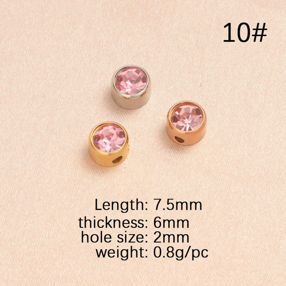 Wholesale Stainless Steel Glossy Geometric Beads Electroplated Diy Jewelry Accessories Necklace For December Birthday Stone