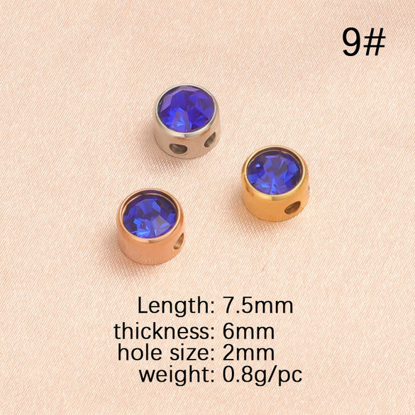 Wholesale Stainless Steel Glossy Geometric Beads Electroplated Diy Jewelry Accessories Necklace For December Birthday Stone