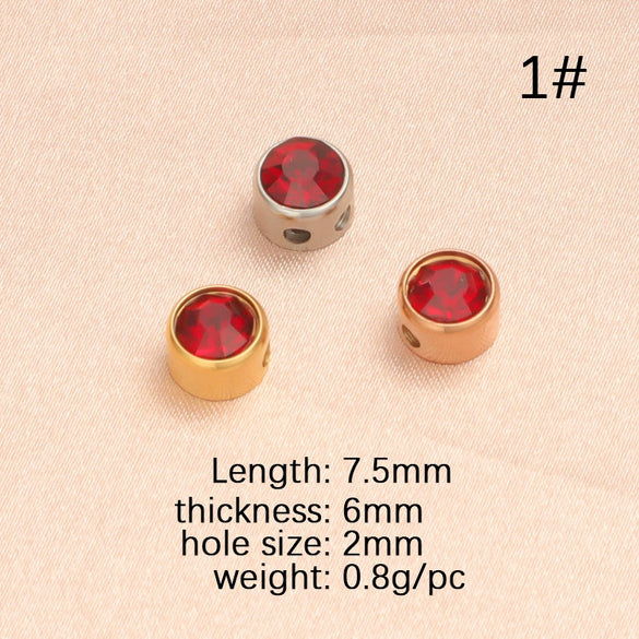 Wholesale Stainless Steel Glossy Geometric Beads Electroplated Diy Jewelry Accessories Necklace For December Birthday Stone