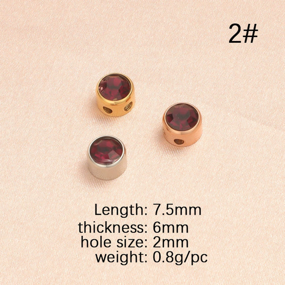 Wholesale Stainless Steel Glossy Geometric Beads Electroplated Diy Jewelry Accessories Necklace For December Birthday Stone