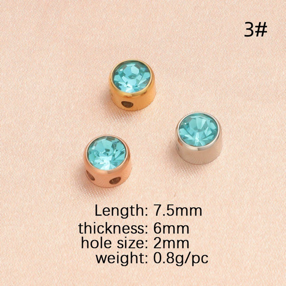 Wholesale Stainless Steel Glossy Geometric Beads Electroplated Diy Jewelry Accessories Necklace For December Birthday Stone