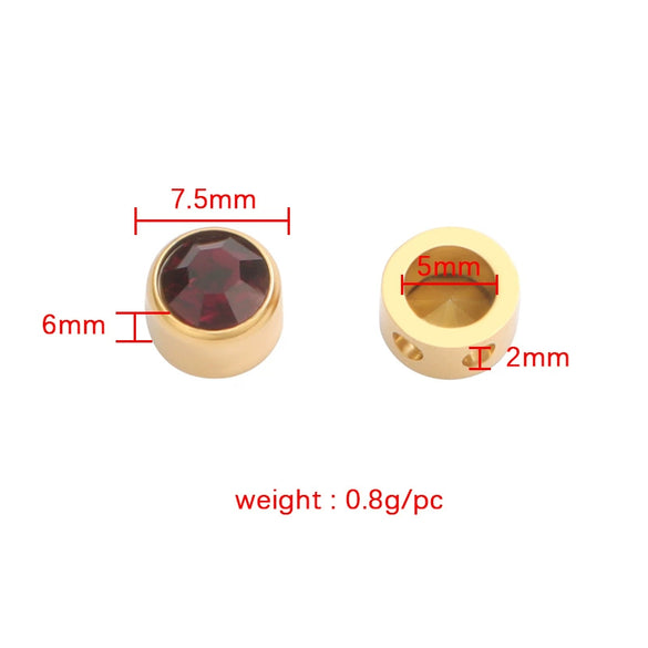 Wholesale Stainless Steel Glossy Geometric Beads Electroplated Diy Jewelry Accessories Necklace For December Birthday Stone