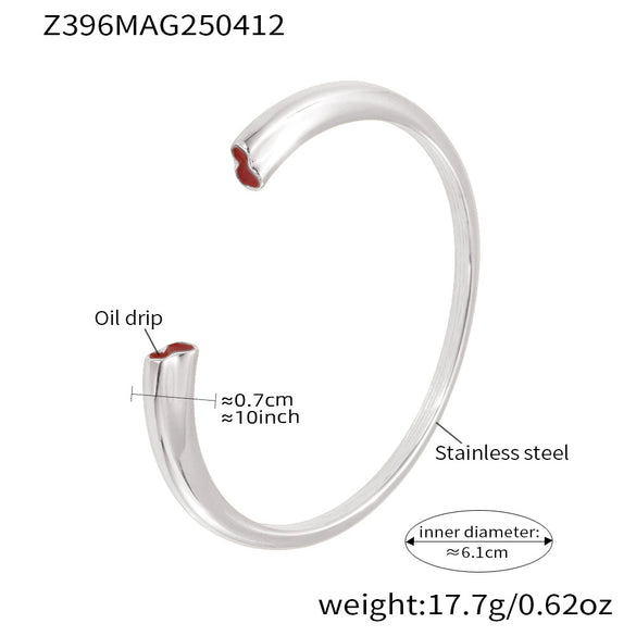 Wholesale Stainless Steel Glow Gourd Shaped Opening Bracelet With Red Oil Dropping And Electroplating For Fashionable Commuting