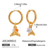 Wholesale Stainless Steel Glue Drop Ceramic Pendant Earrings For Women With Geometric Pattern And Electroplating Treatment