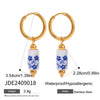 Wholesale Stainless Steel Glue Drop Ceramic Pendant Earrings For Women With Geometric Pattern And Electroplating Treatment