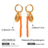 Wholesale Stainless Steel Glue Drop Ceramic Pendant Earrings For Women With Geometric Pattern And Electroplating Treatment