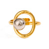Wholesale Stainless Steel Gold And Silver Color Matching Steel Ball Opening Ring With Geometric Pattern And Electroplating For Women