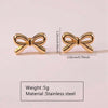 Wholesale Stainless Steel Gold Bow Earrings With Asymmetrical Hollow Embossed And Electroplated Design For Women