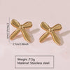 Wholesale Stainless Steel Gold Bow Earrings With Asymmetrical Hollow Embossed And Electroplated Design For Women