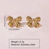 Wholesale Stainless Steel Gold Bow Earrings With Asymmetrical Hollow Embossed And Electroplated Design For Women