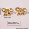 Wholesale Stainless Steel Gold Bow Earrings With Asymmetrical Hollow Embossed And Electroplated Design For Women