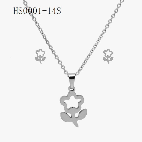 Wholesale Stainless Steel Gold Earrings Necklace Set With Bear Pattern Pendants And Ochain Electroplated With Letters Numbers Text Design