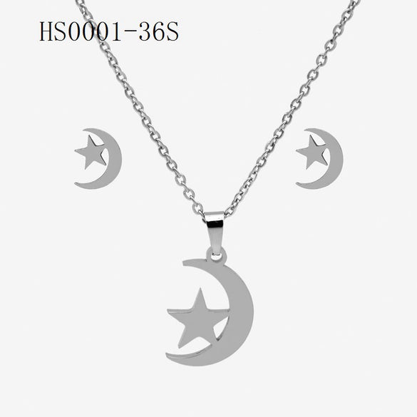 Wholesale Stainless Steel Gold Earrings Necklace Set With Bear Pattern Pendants And Ochain Electroplated With Letters Numbers Text Design