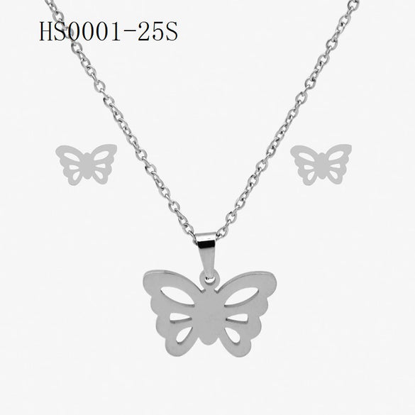 Wholesale Stainless Steel Gold Earrings Necklace Set With Bear Pattern Pendants And Ochain Electroplated With Letters Numbers Text Design