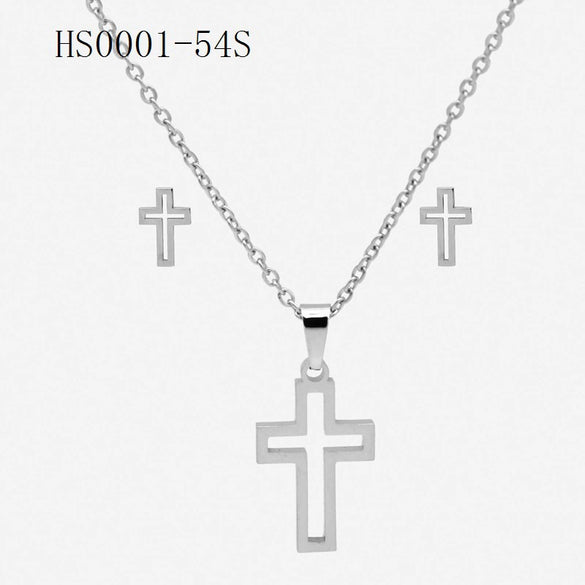 Wholesale Stainless Steel Gold Earrings Necklace Set With Bear Pattern Pendants And Ochain Electroplated With Letters Numbers Text Design