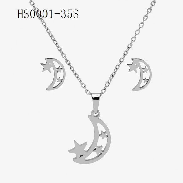 Wholesale Stainless Steel Gold Earrings Necklace Set With Bear Pattern Pendants And Ochain Electroplated With Letters Numbers Text Design