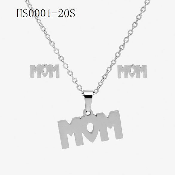 Wholesale Stainless Steel Gold Earrings Necklace Set With Bear Pattern Pendants And Ochain Electroplated With Letters Numbers Text Design