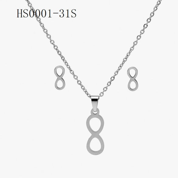Wholesale Stainless Steel Gold Earrings Necklace Set With Bear Pattern Pendants And Ochain Electroplated With Letters Numbers Text Design