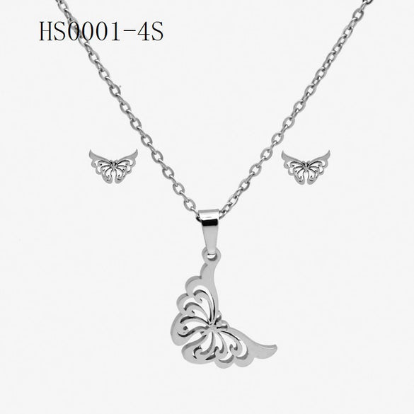 Wholesale Stainless Steel Gold Earrings Necklace Set With Bear Pattern Pendants And Ochain Electroplated With Letters Numbers Text Design