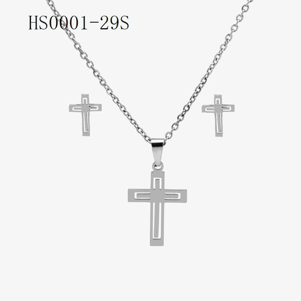 Wholesale Stainless Steel Gold Earrings Necklace Set With Bear Pattern Pendants And Ochain Electroplated With Letters Numbers Text Design