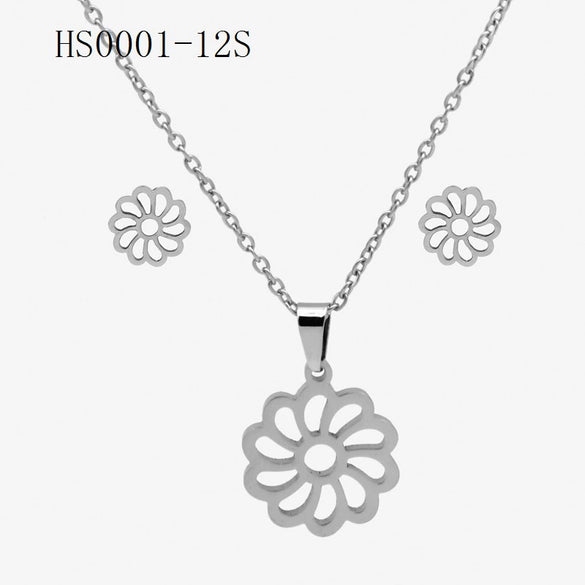 Wholesale Stainless Steel Gold Earrings Necklace Set With Bear Pattern Pendants And Ochain Electroplated With Letters Numbers Text Design