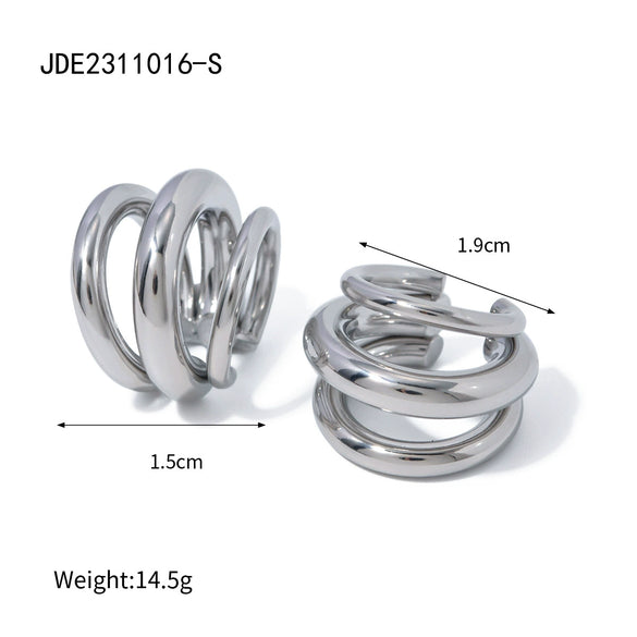 Wholesale Stainless Steel Gold Earrings With Geometric Design Electroplated Ear Clips For Women