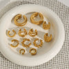 Wholesale Stainless Steel Gold Earrings With Geometric Design Electroplated Ear Clips For Women