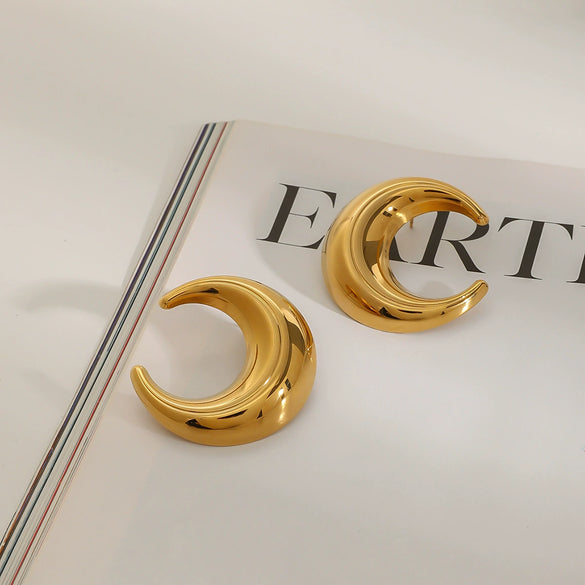 Wholesale Stainless Steel Gold Earrings With Geometric Pattern And Electroplating Treatment For Women