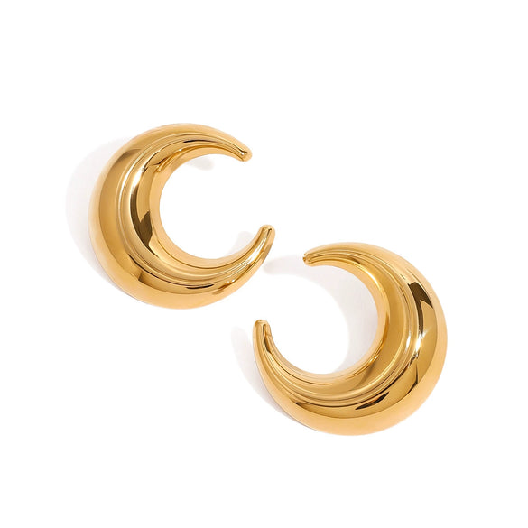 Wholesale Stainless Steel Gold Earrings With Geometric Pattern And Electroplating Treatment For Women