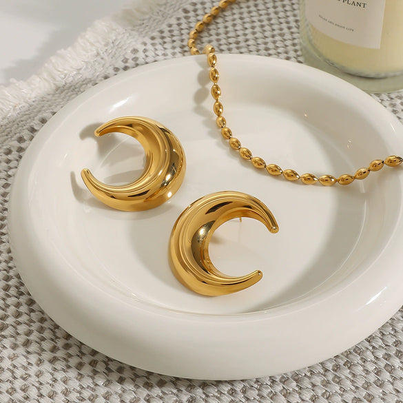 Wholesale Stainless Steel Gold Earrings With Geometric Pattern And Electroplating Treatment For Women