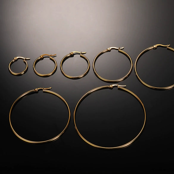 Wholesale Stainless Steel Gold Inlaid Geometric Circle Earrings