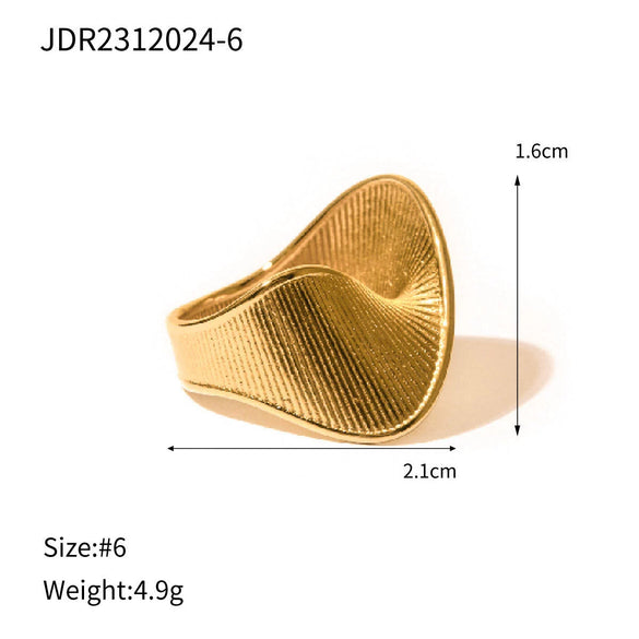 Wholesale Stainless Steel Gold Pearl Ring With Asymmetrical Exaggerated Design And Geometric Pattern Electroplated For Women