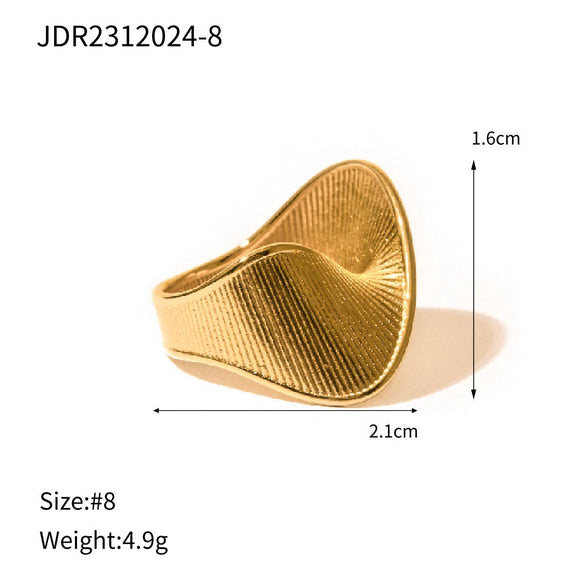 Wholesale Stainless Steel Gold Pearl Ring With Asymmetrical Exaggerated Design And Geometric Pattern Electroplated For Women