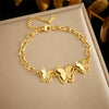 Wholesale Stainless Steel Gold Plated Butterfly Star Pattern Women's Jewelry Bracelet