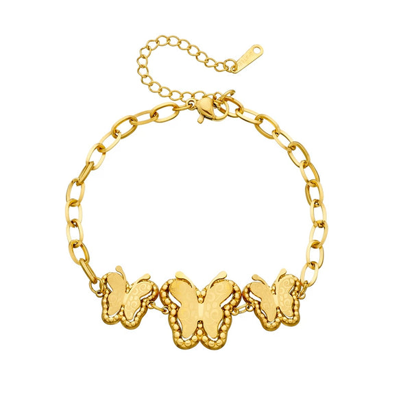 Wholesale Stainless Steel Gold Plated Butterfly Star Pattern Women's Jewelry Bracelet