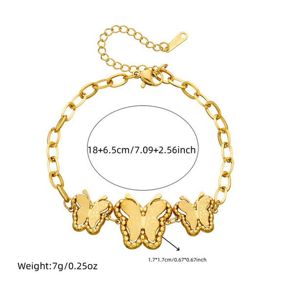 Wholesale Stainless Steel Gold Plated Butterfly Star Pattern Women's Jewelry Bracelet