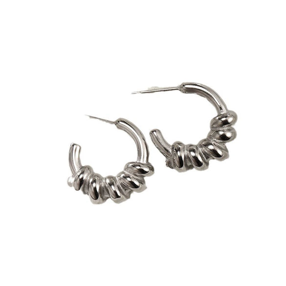 Wholesale Stainless Steel Gold Plated C Shaped Love Twist Earrings For Women