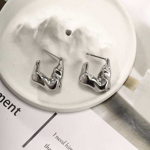 Wholesale Stainless Steel Gold Plated C Shaped Love Twist Earrings For Women