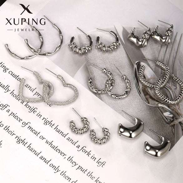 Wholesale Stainless Steel Gold Plated C Shaped Love Twist Earrings For Women