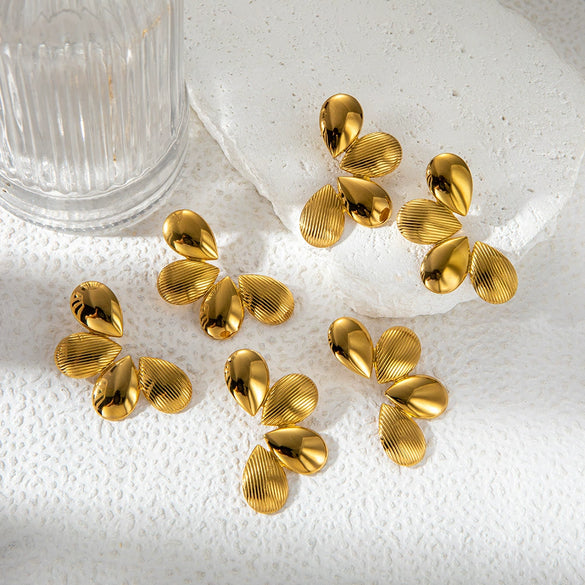 Wholesale Stainless Steel Gold Plated Drop Shape Fashion Women's Earrings