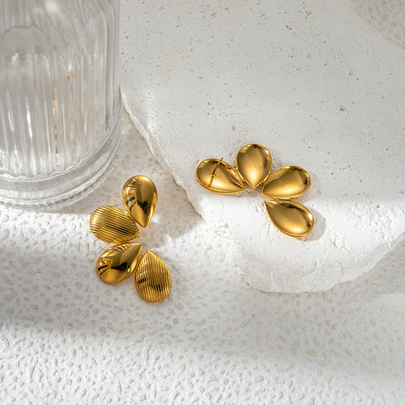 Wholesale Stainless Steel Gold Plated Drop Shape Fashion Women's Earrings