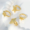 Wholesale Stainless Steel Gold Plated Five Pointed Star Fashion Ring For Women