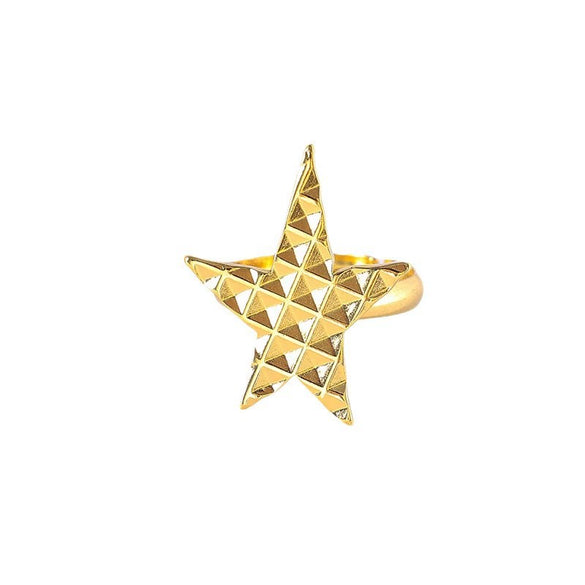 Wholesale Stainless Steel Gold Plated Five Pointed Star Fashion Ring For Women