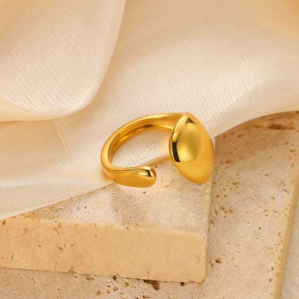 Wholesale Stainless Steel Gold Plated Geometric Arc Ring For Women