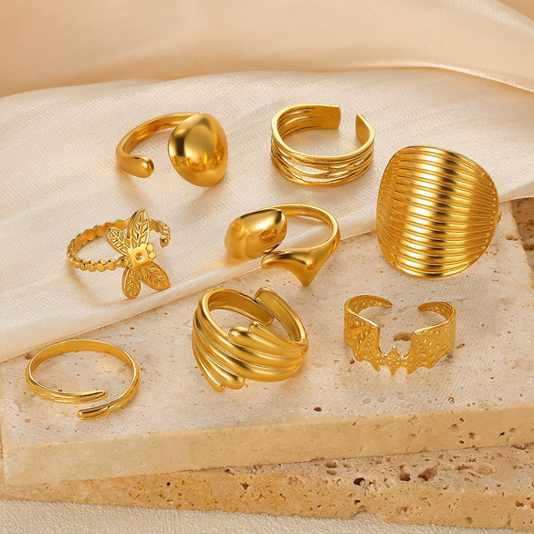 Wholesale Stainless Steel Gold Plated Geometric Arc Ring For Women