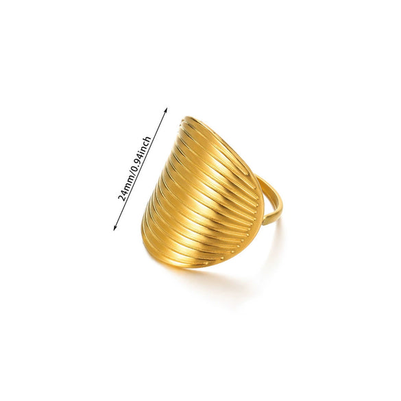 Wholesale Stainless Steel Gold Plated Geometric Arc Ring For Women