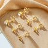 Wholesale Stainless Steel Gold Plated Geometric Diamond Design Unisex Earrings