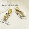 Wholesale Stainless Steel Gold Plated Geometric Fish Bone Leaf Earrings