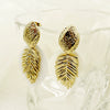 Wholesale Stainless Steel Gold Plated Geometric Fish Bone Leaf Earrings