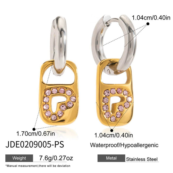 Wholesale Stainless Steel Gold Plated Geometric Heart Shape Lock Pendant Earrings For Women